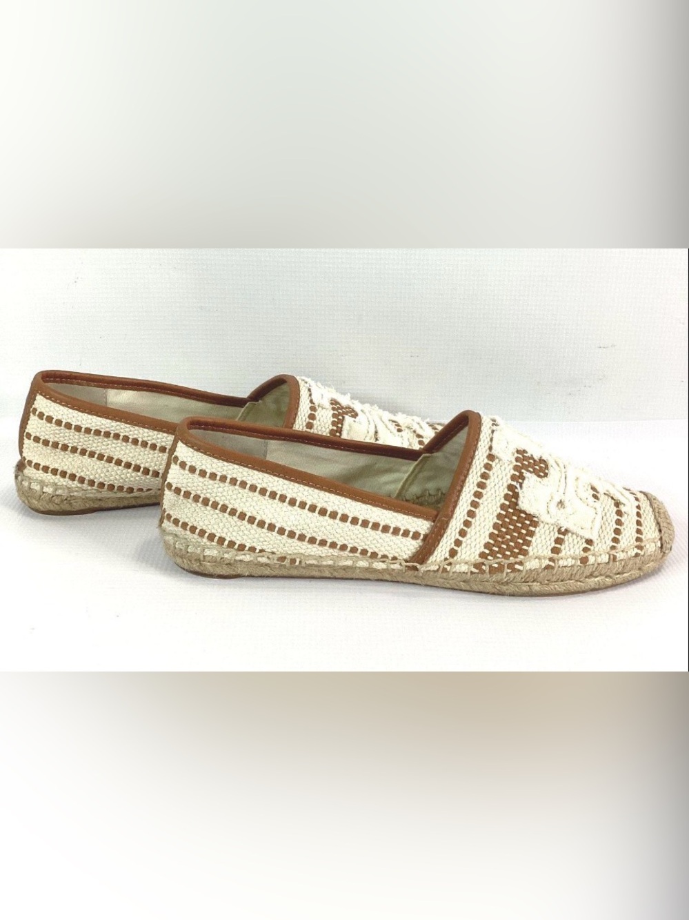 Tory Burch Shaw Espadrille flats ~ Sz 10~ Natural/ Ivory